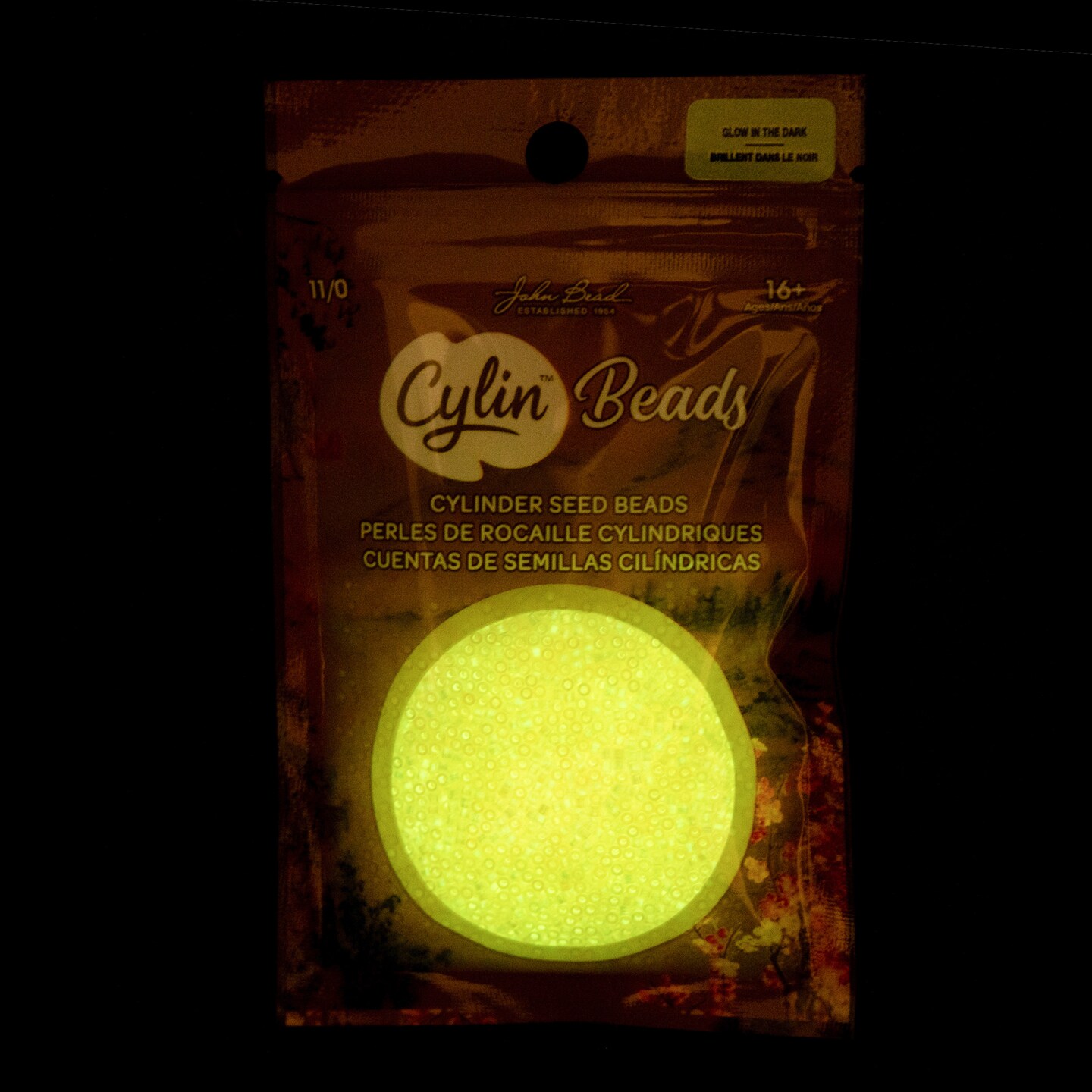 John Bead Glow in Dark Cylin Beads 11/0 Glass Cylindrical Seed Beads, 25g