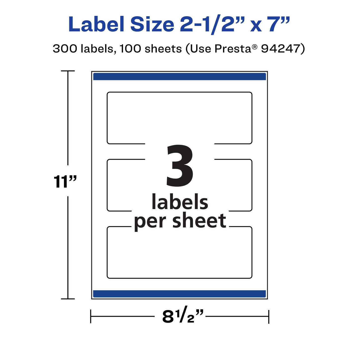 Avery Durable Waterproof Rectangle Labels with Sure Feed, 2.5" x 7"