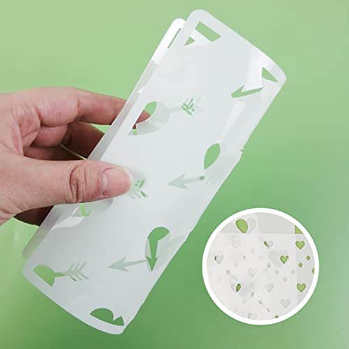 6x6 in Hearts Love Cookie Stencils for Royal Icing, Valentine Stencils for Sugar Cookie, 16 Pcs Reusable Plastic Biscuit Stencils with Assorted Sizes Heart Shapes Love Letters for Fondant Candy Baking