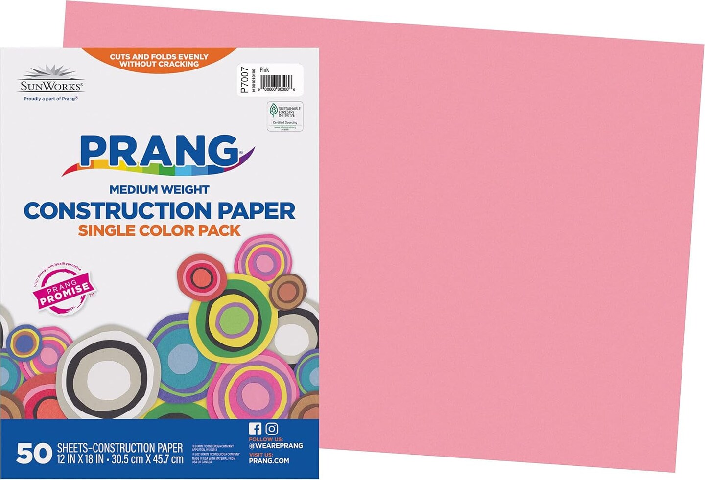 (Formerly ) Construction Paper, Pink, 12&#x22; X 18&#x22;, 50 Sheets