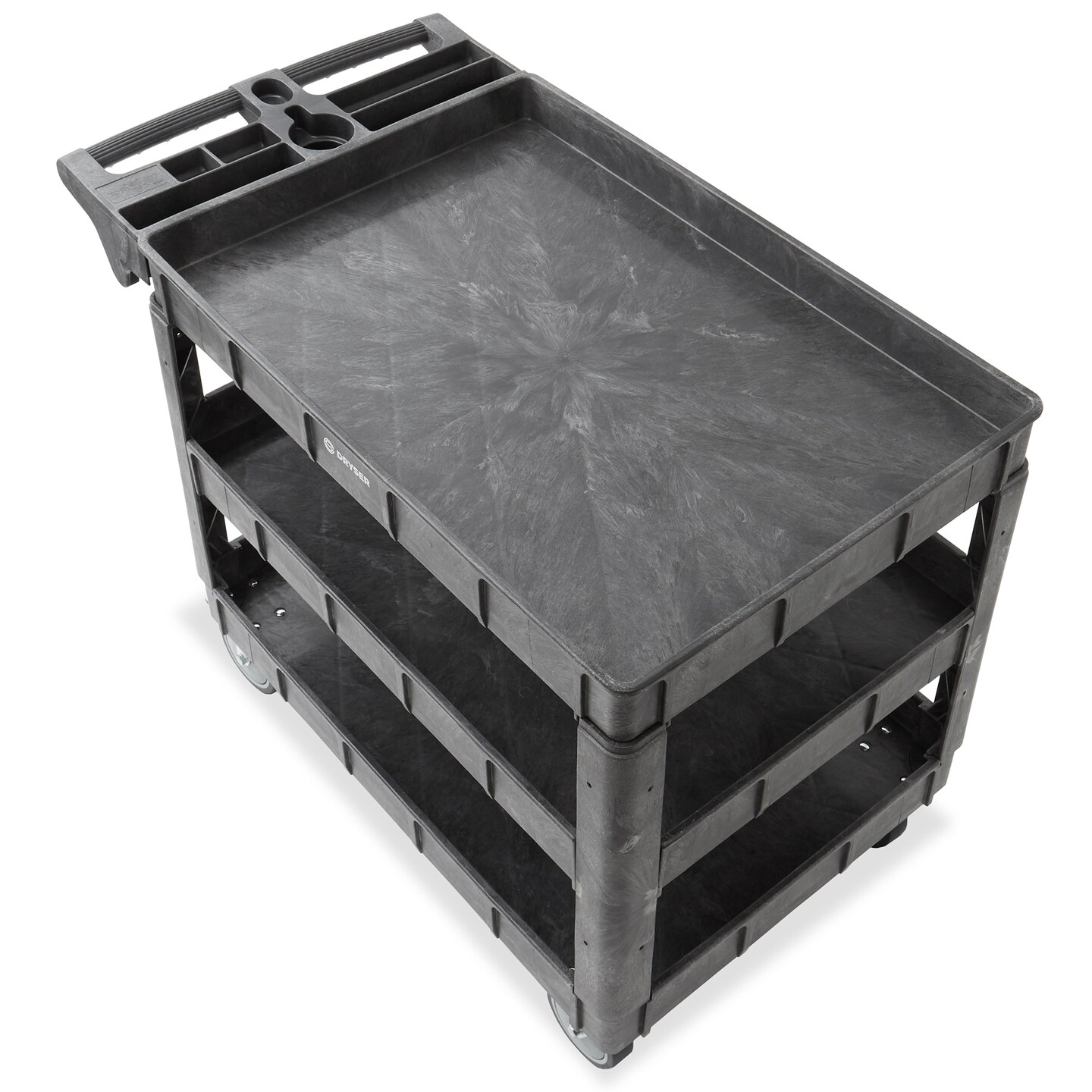 Dryser Utility Service Cart with Wheels, 46&#x22; x 25&#x22; Heavy Duty 550 lb. Capacity with Shelves - 3 Tier Rolling Cart with Two 5&#x22; Swivel Casters for Warehouse, Garage, Cleaning