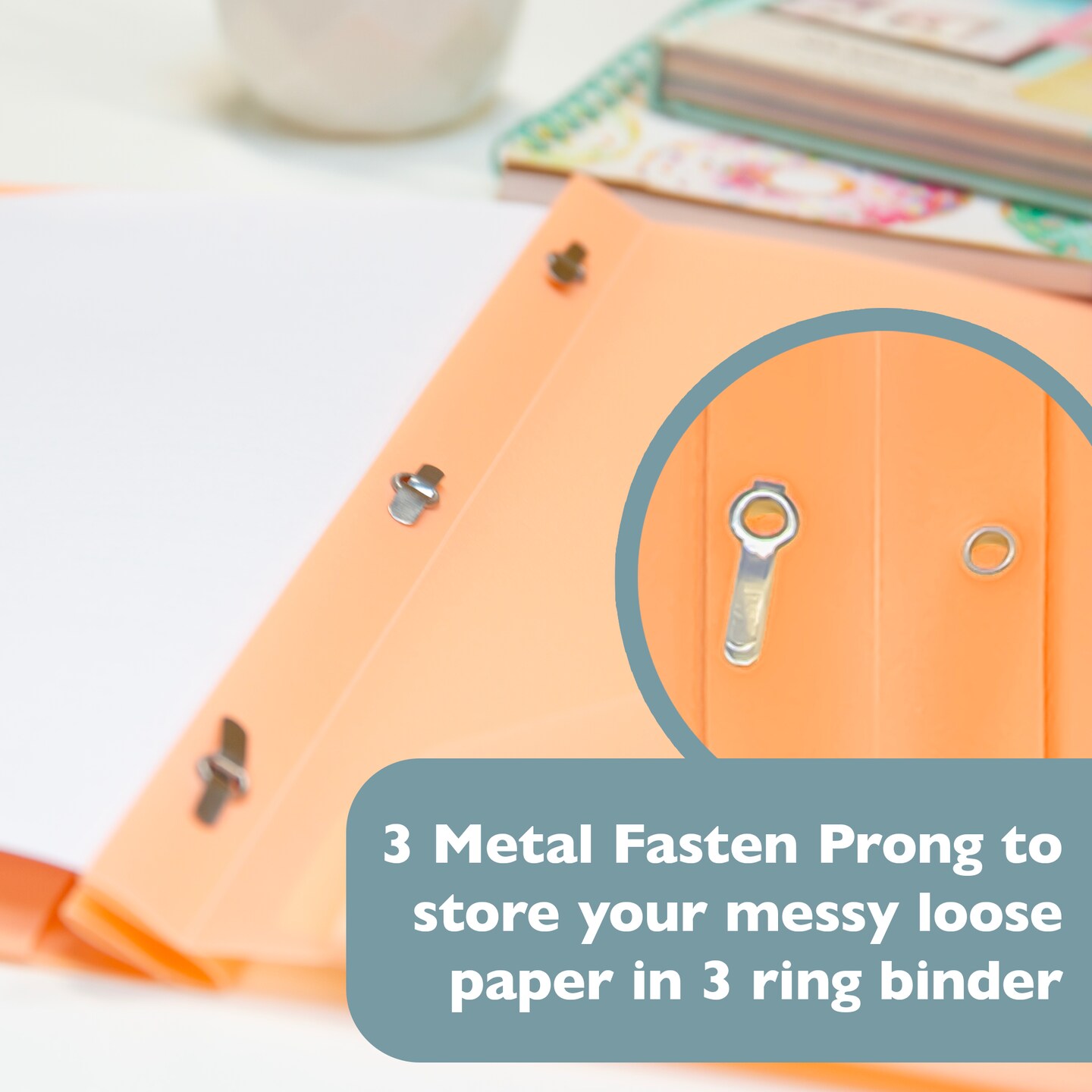 BAZIC Poly 2-Pockets Portfolio - Pastel Color w/ 3-Prong Fastener