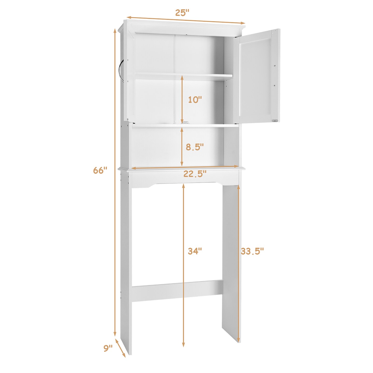 Costway Over The Toilet Storage Cabinet Bathroom Organizer w/ Adjustable Shelf