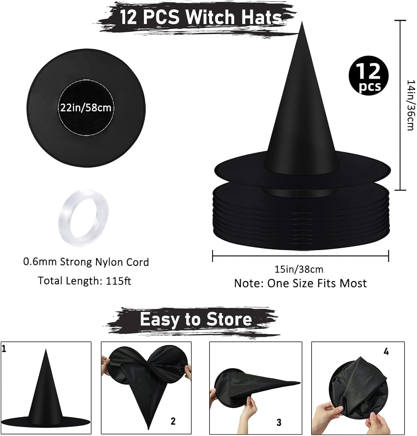 12Pcs Witch Hats Costume