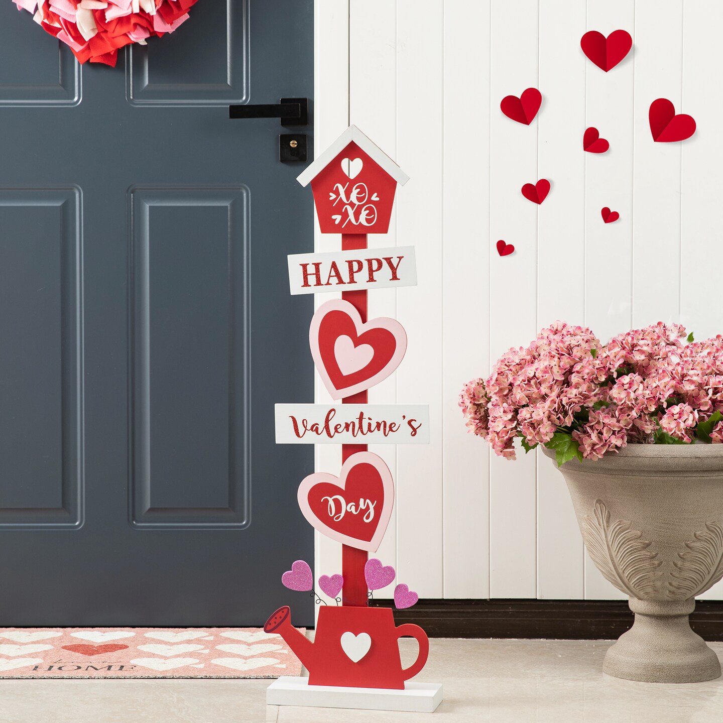 35.75&#x22;H Valentine&#x27;s Wooden Heart &#x26; Love House Porch Decor