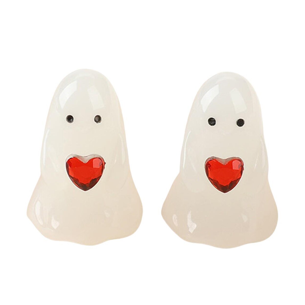 1/2Pcs Love Heart Ghost Figurine Glow-In-The-Dark Little Ghost Ornament Halloween Miniature White Ghost Statue Garden