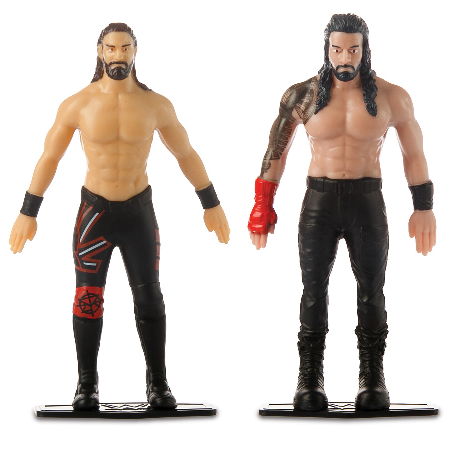 FleXfigs: Seth Rollins &#x26; Roman Reigns - 2 Character Pack - WWE Superstars Articulated Action Figures, Flex It - Pose It!, Toy Miniatures, Kids Ages 3+