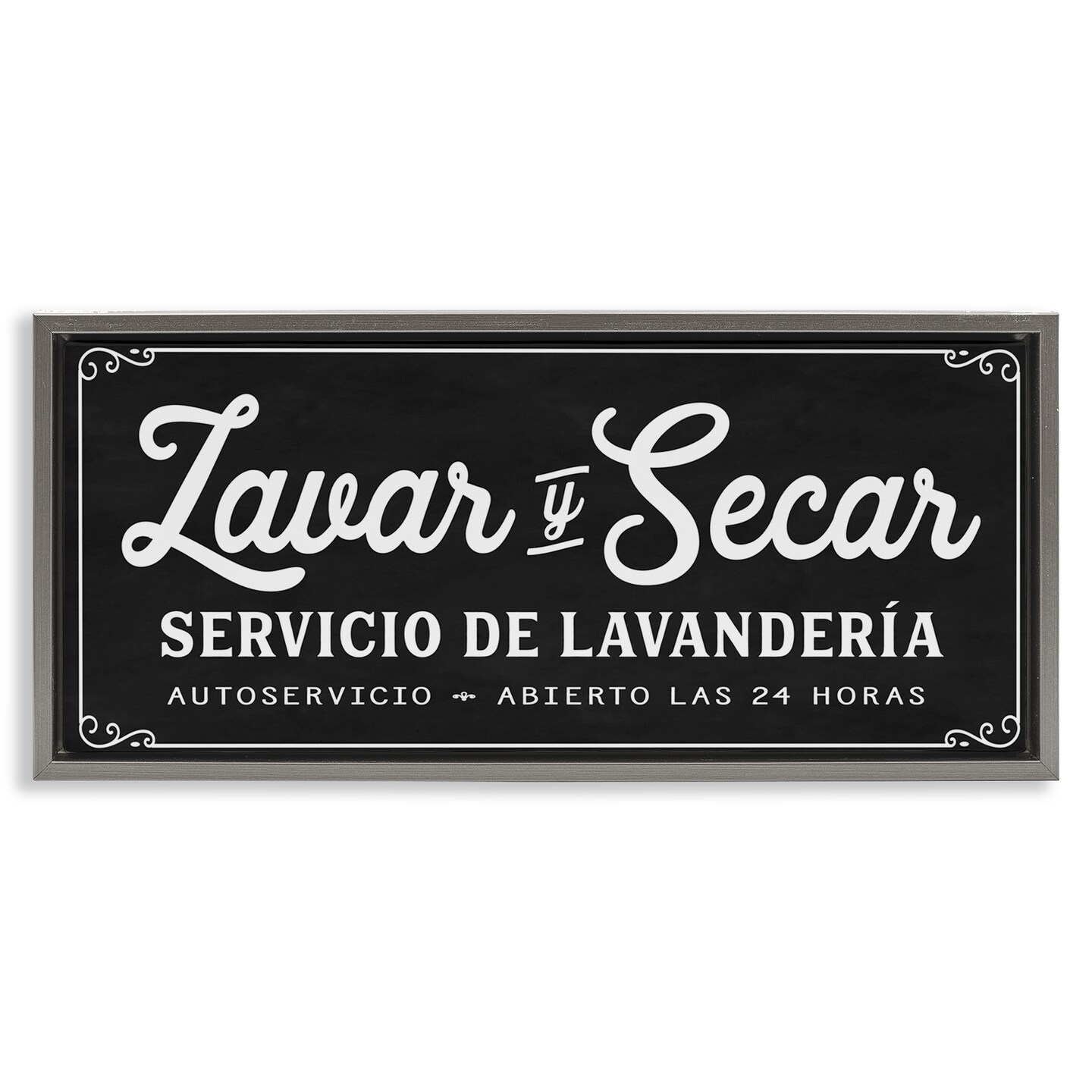 Stupell Industries Lavar y Secar Lavandería Framed Floater Canvas Wall Art