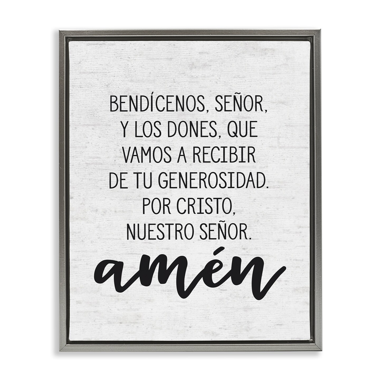 Stupell Industries Bendición de la Mesa Framed Floater Canvas Wall Art