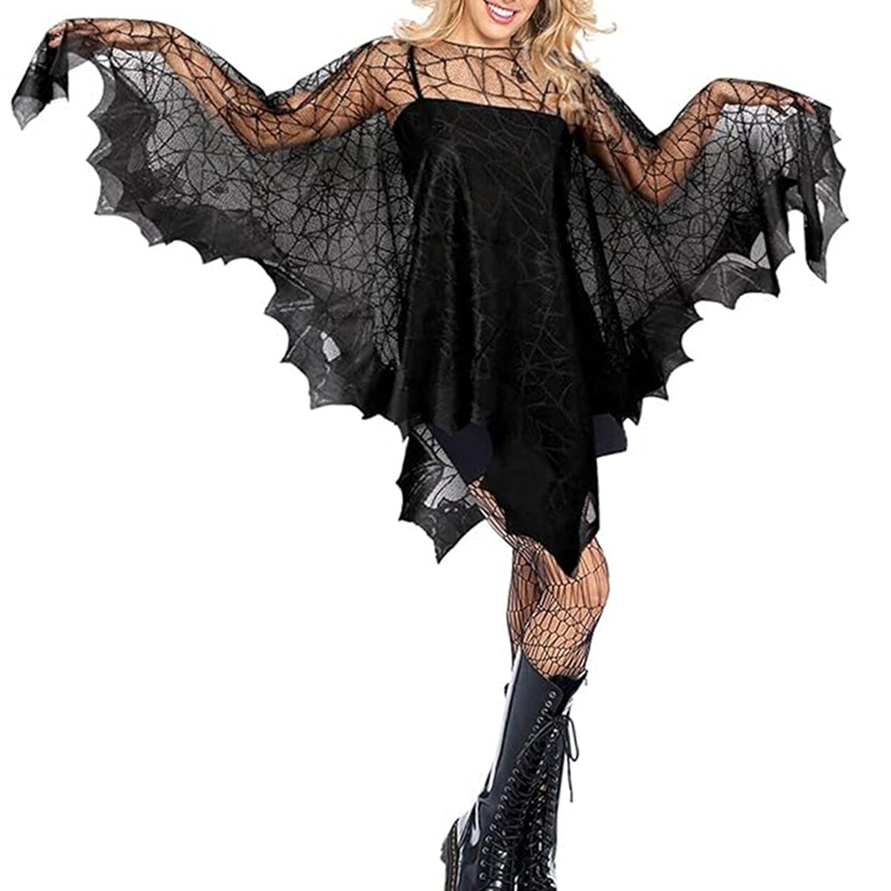 Halloween Shawl Spider Web Design Embroidery Lace Gothic Witch Cape Costume Party Cosplay Masquerade Devil Easter