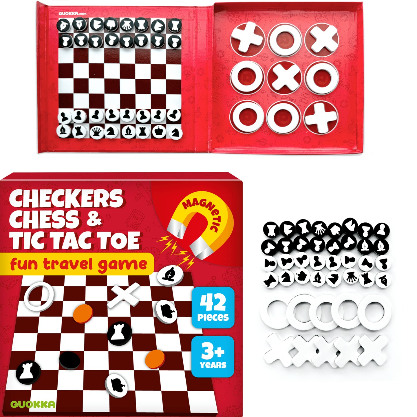 3 in 1 Chess Checkers Tic-Tac-Toe | Travel Games