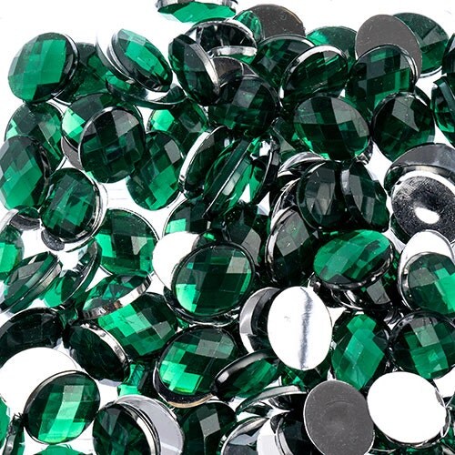 John Bead Oval Acrylic Flat Back Rhinestones, 200pcs