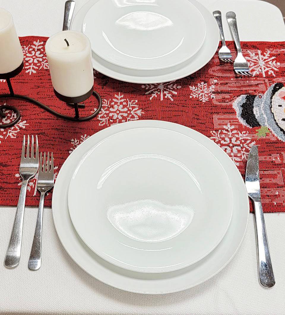 Snowman Christmas Red Table Runner