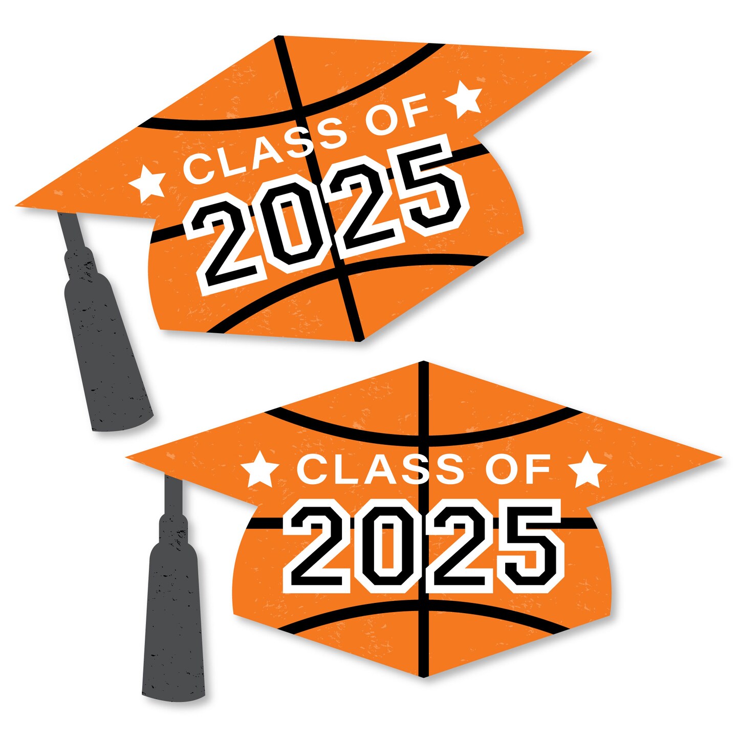Big Dot of Happiness Grad Basketball - Grad Cap Decorations DIY 2025 Graduation Large Party Essentials - Set of 20