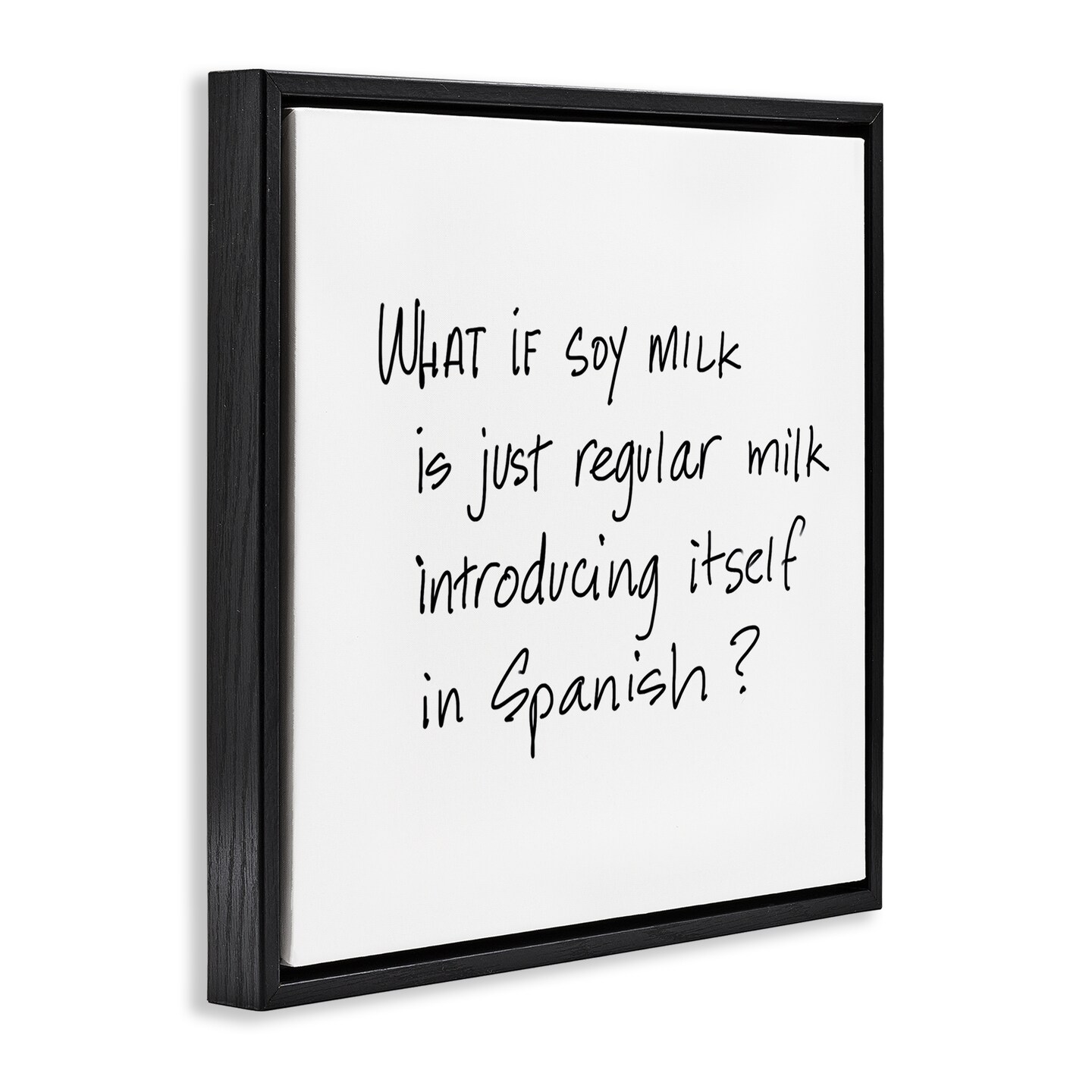 Stupell Industries Soy Milk in Spanish Framed Floater Canvas Wall Art