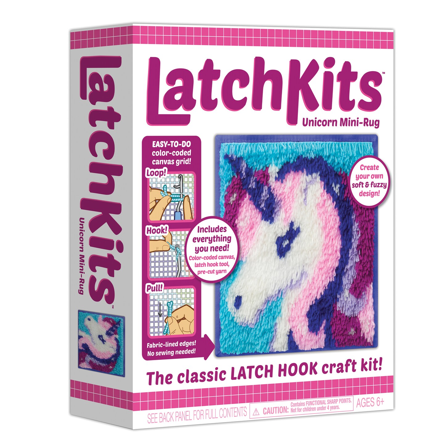 LatchKits - The Classic Latch Hook Craft Kit - Unicorn Mini Rug