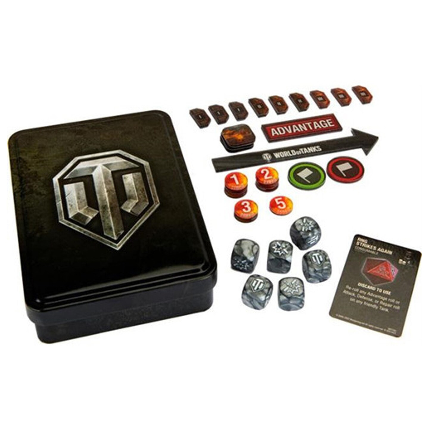 World of Tanks: Gaming Set - Tokens &#x26; Dice - Collectible Metal Tin, WOT Miniatures Game, Expansion Accessory Pack, Tabletop Gaming, WOT53