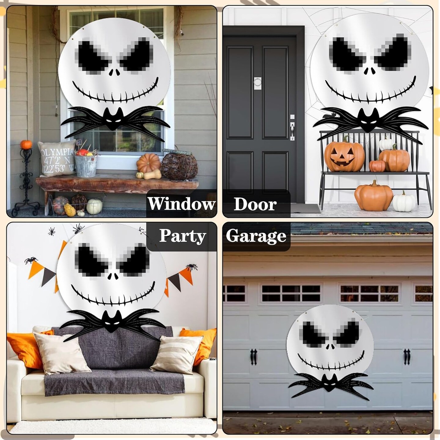 Halloween Cartoon Skull Trunk or Treat Car Decoration Halloween Jack and Sally Theme Party Decoration Halloween Car Archway Garage Decoration Banners Halloween Car Outdoor Party Decoration