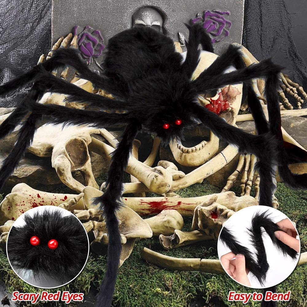 200&#x22; Halloween Spider Web + 59&#x22; Giant Spider Decorations Fake Spider with Triangular Huge Spider Web for Indoor Outdoor Halloween Decorations Yard Home Costumes Parties Haunted House D&#xE9;cor