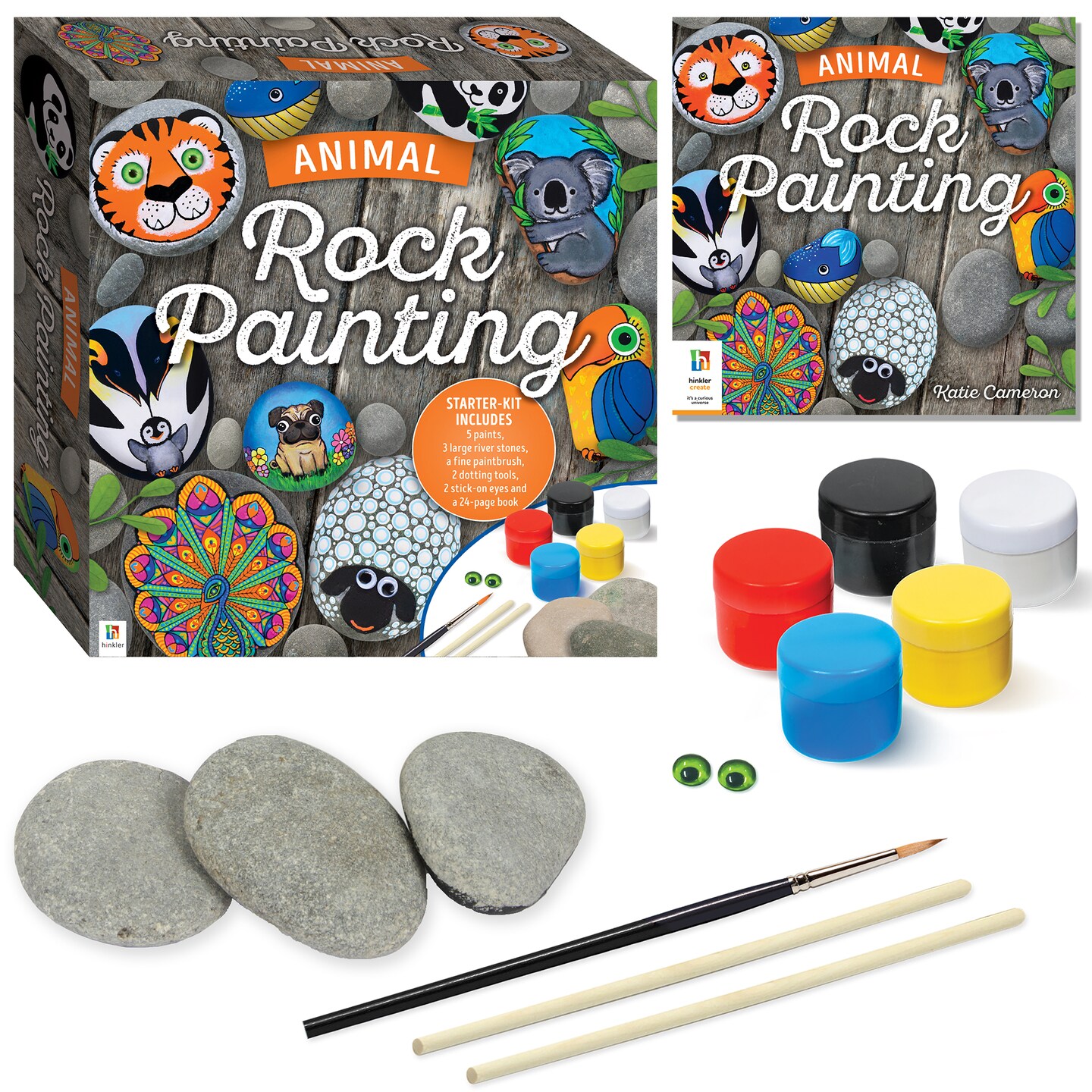 Animal Rock Painting Box Set - DIY Rock Painting for Adults - Rocks, Brush, Paint Included - Mandala Stone Artist - Create Rock Artwork at Home - Arts and Craft for Adults - Adult Hobbies