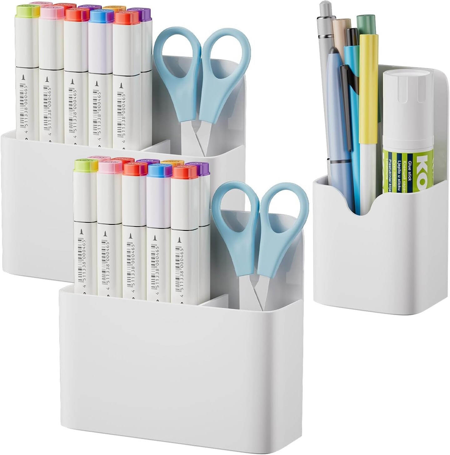 Magnetic Dry Erase Marker Holder,Pen and Eraser Holder for Whiteboard&#xFF0C;Magnet Pencil Cup Utility Storage Organizer for Office, Refrigerator, Locker and Metal Cabinets (White)