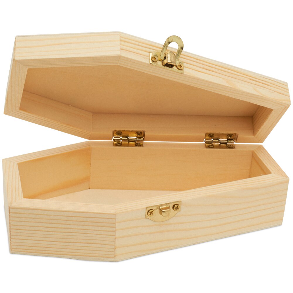 Wooden Coffin Box, Multiple Sizes, Unfinished, Halloween Decor, Pet Casket | Woodpeckers