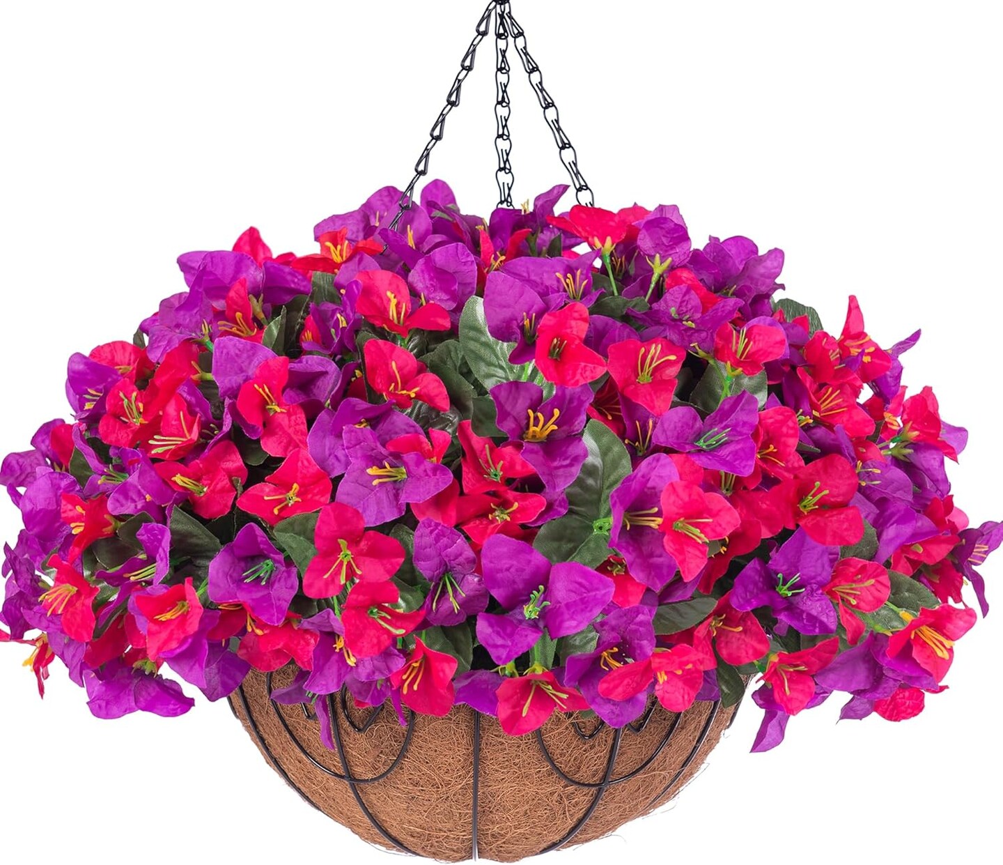 Artificial Hanging Flowers with Basket for Spring ((PurpleHotpink)