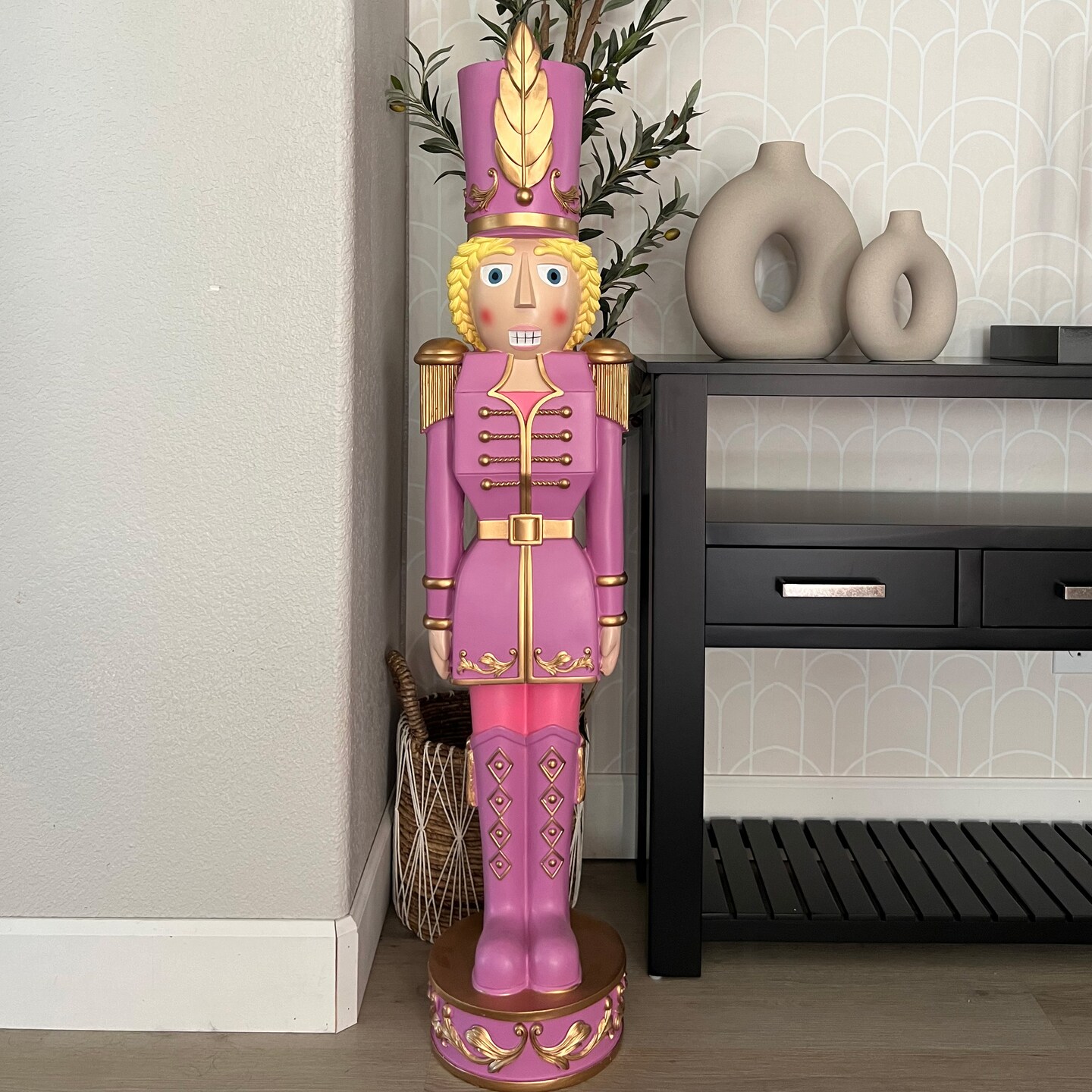 Haute Decor 48-INCH Tall Decorative Christmas Female Nutcracker -  Purple/Gold - Solid Resin Construction Large Christmas Nutcracker