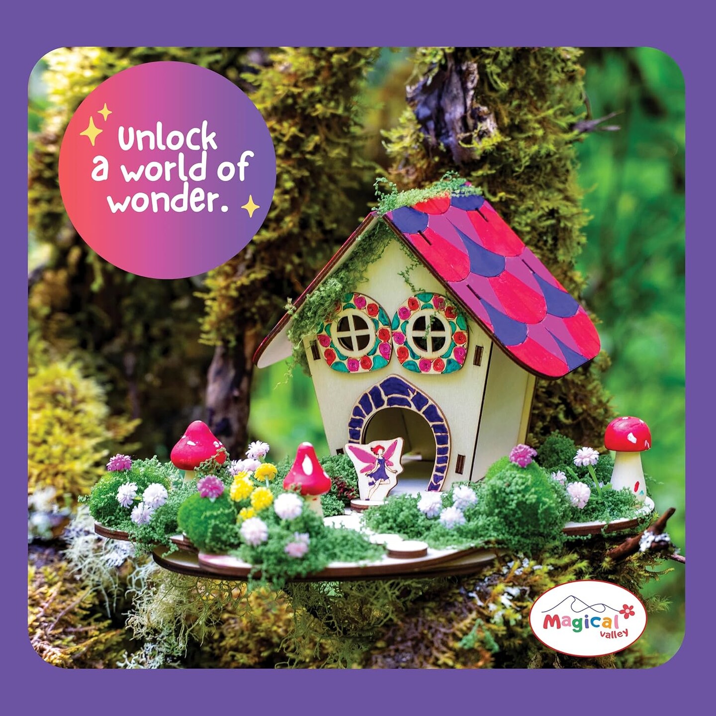 Wooden Fairy House Craft Kit for Kids DIY Fairy Garden with Paints &#x26; Decorations