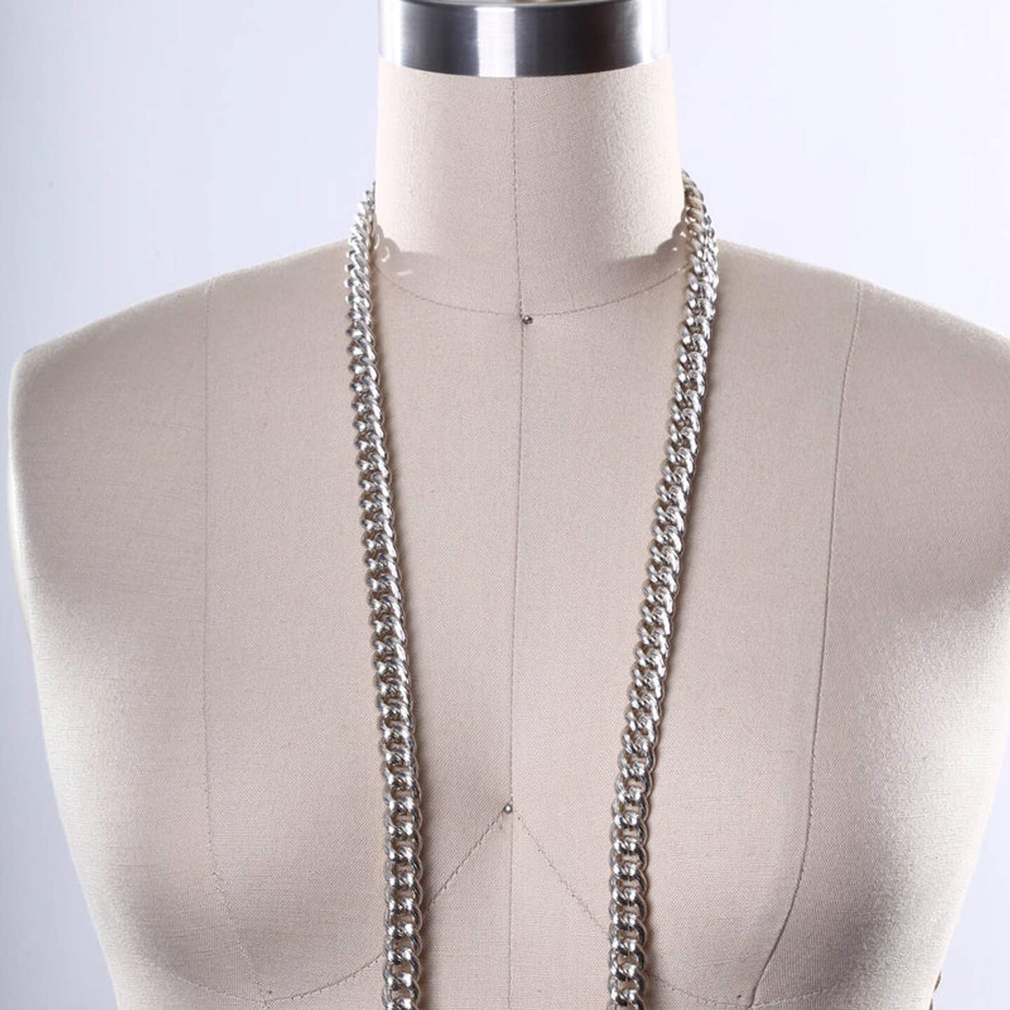 1 Yard 11mm Silver Textured Aluminium Metal Chain Trim for Jewelry and Costumes