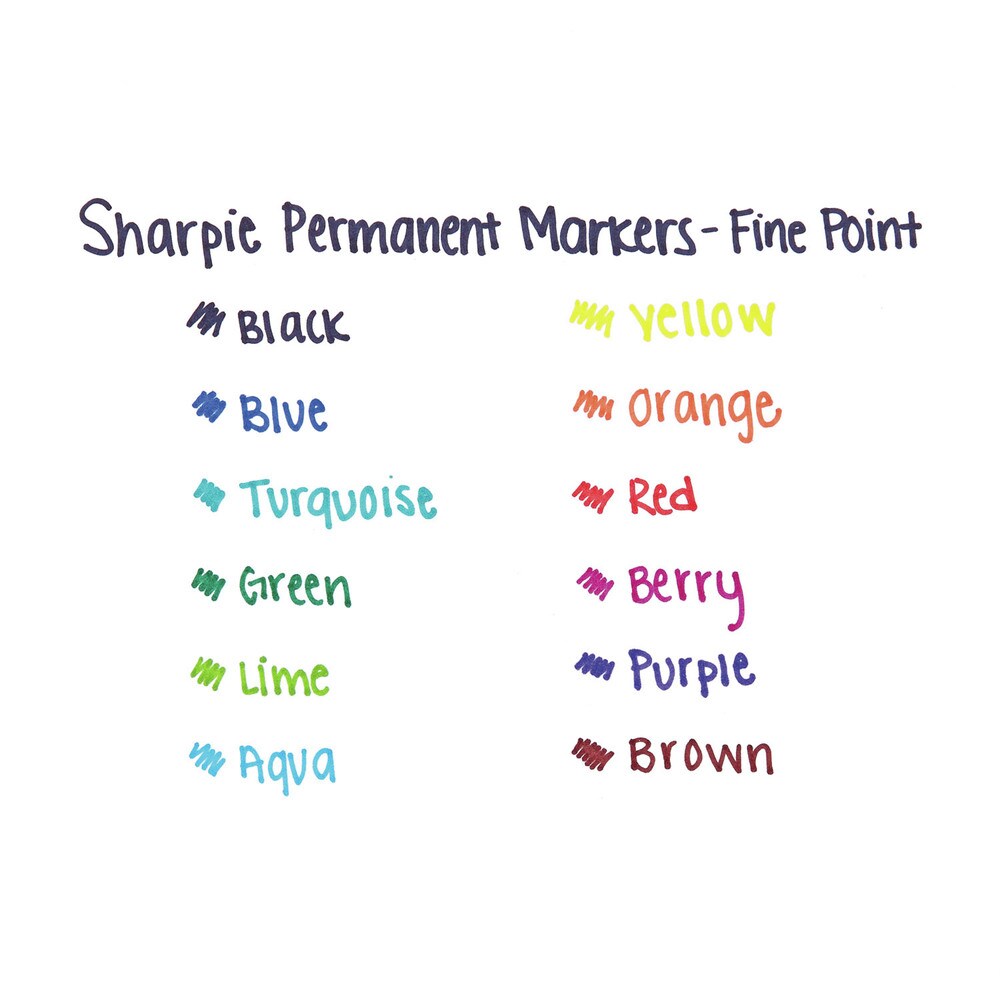 Sharpie Fine Bullet Tip Permanent Marker - Assorted Colors (12/Set)