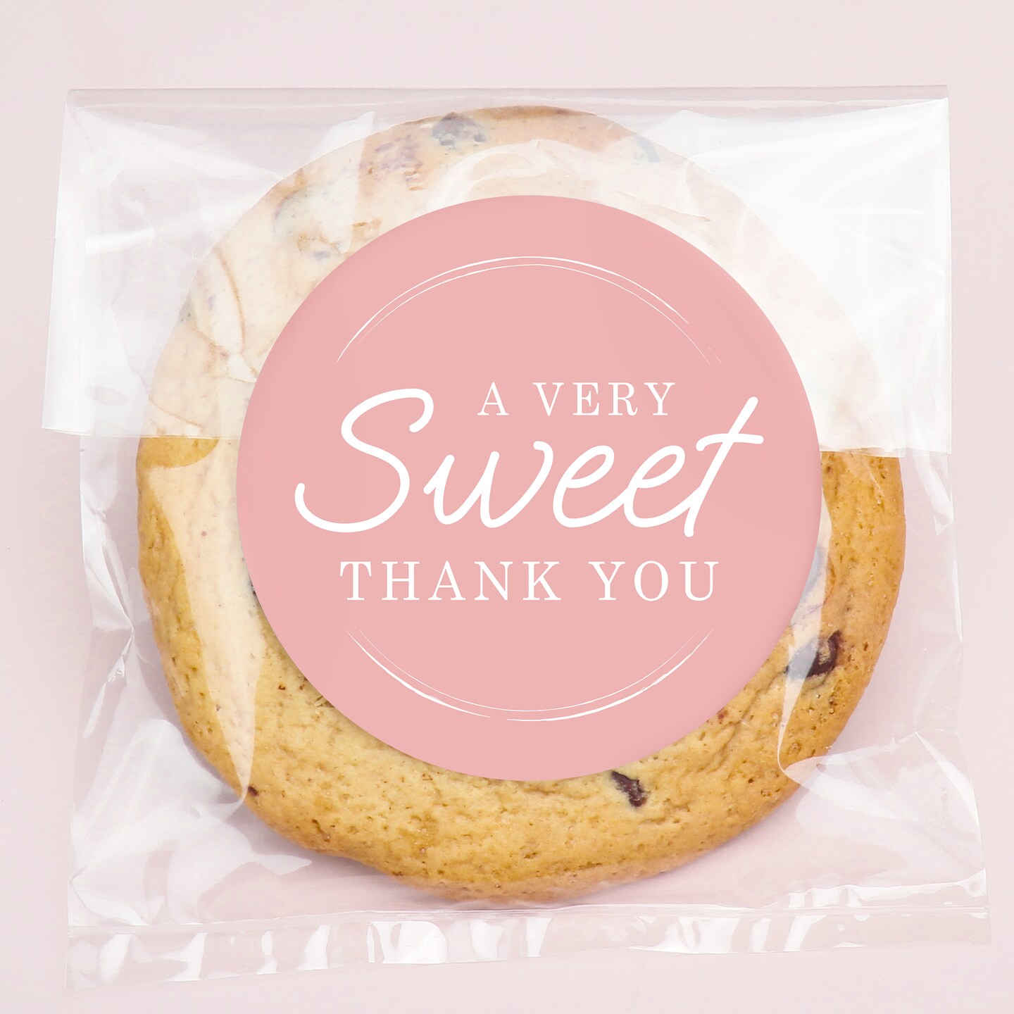 Big Dot of Happiness Pink Simple Script Thank You Stickers and Clear Cookie Bags, Cellophane Treat Bags 4.25x7 IN for Candy or Baked Goods - 25 Count