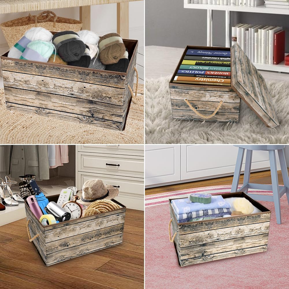 Decorative Storage Box with Lids, Fabric Storage Box with Lid and Handles for Decorative Storage, L15.7 x W11.8 x H7.9 In(Not Made of Wood)