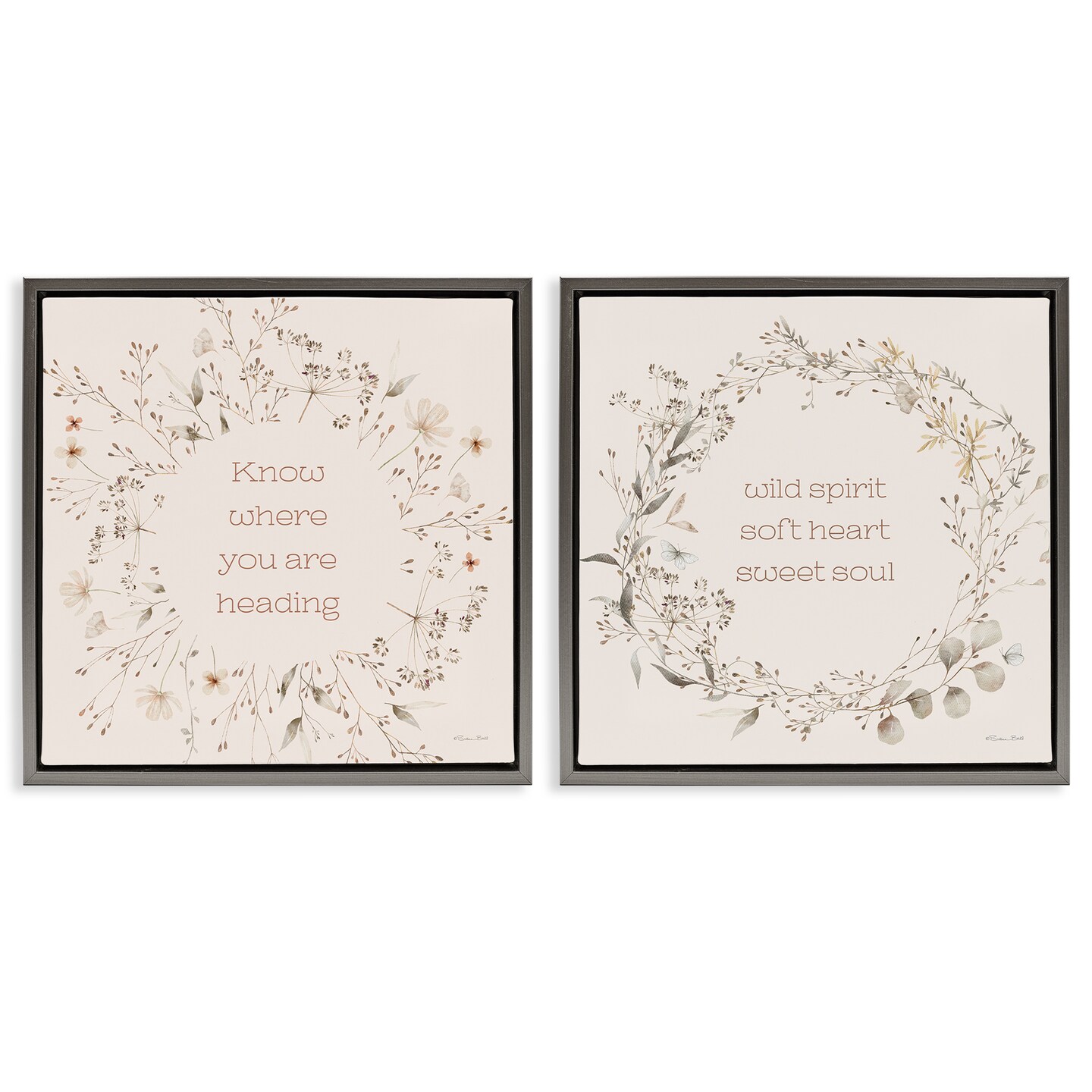Stupell Industries Inspiring Soft Wreaths with Phrases 2pc Floating Frame Set Design by Susan Ball