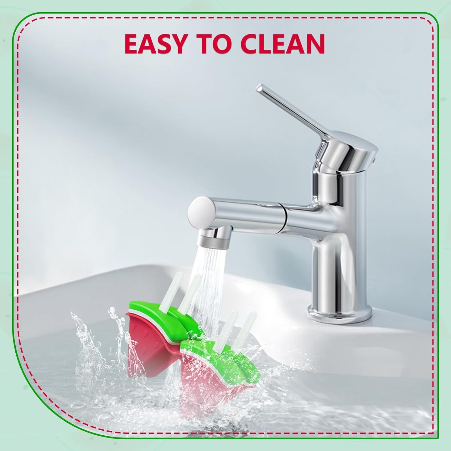 Watermelon-Shaped Popsicle Molds for Kids - 4 Cavity BPA-Free Reusable Ice Pop Molds, Easy Release DIY Homemade Ice Cream Maker for Toddlers & Summer Treats