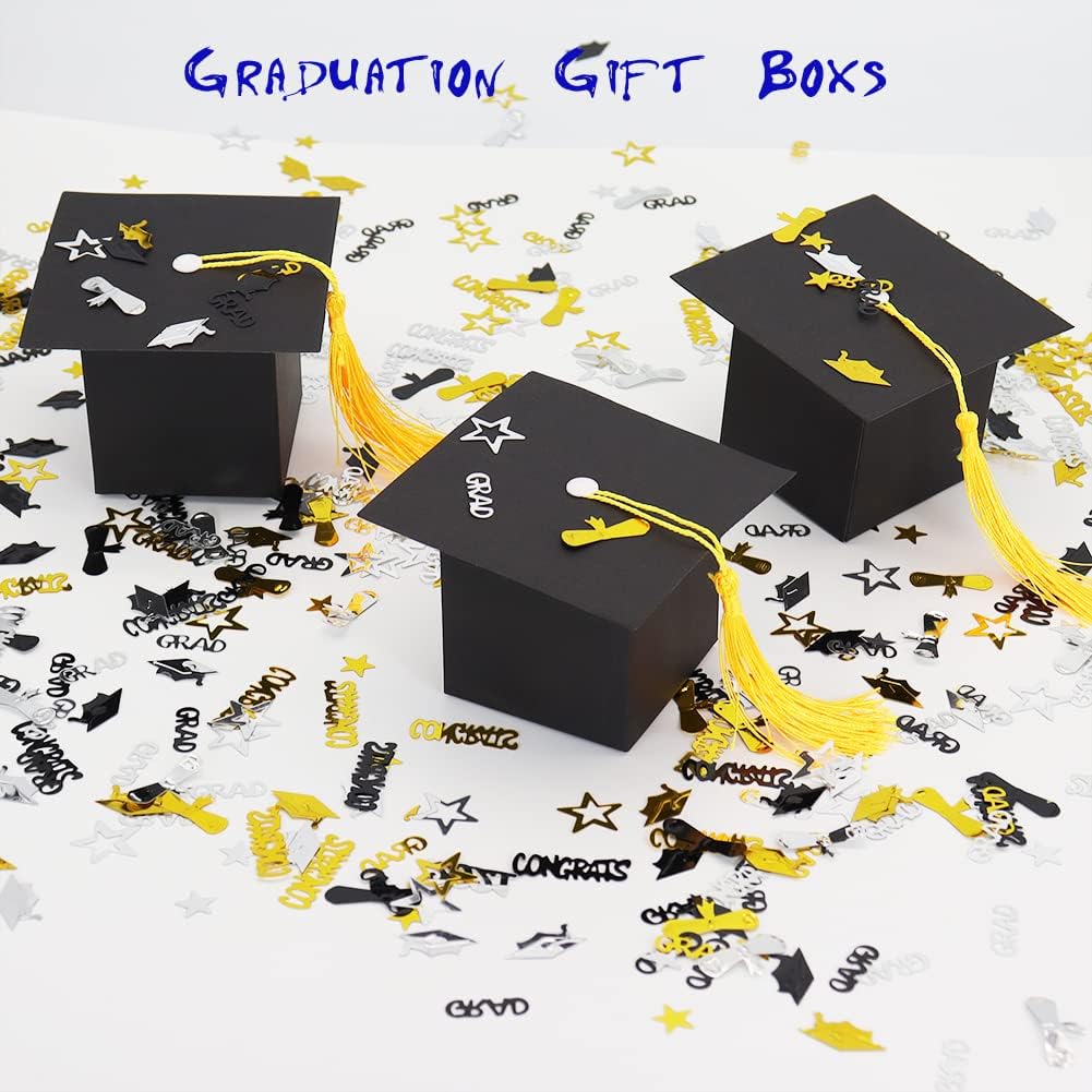 10Pcs Graduation Gift Box for Party - Grad Cap Candy Boxes for Chocolate - Party Favor Decorations