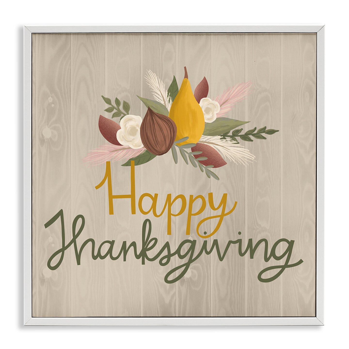 Stupell Industries Happy Thanksgiving Rustic Harvest Framed Giclee Design by Mandy Ford Art + Illustration