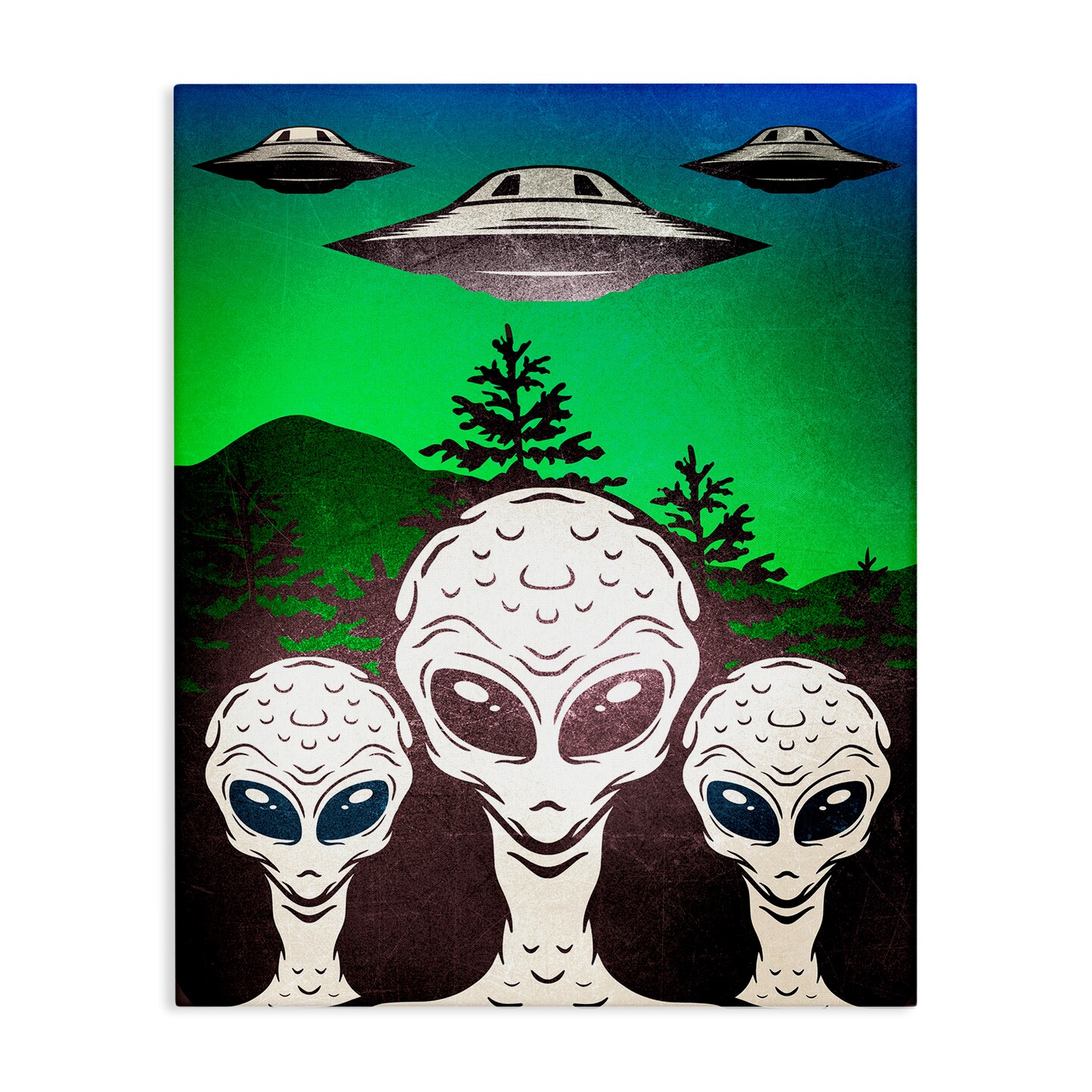 Stupell Industries Vintage Aliens &#x26; UFO Canvas Design by Kim Allen