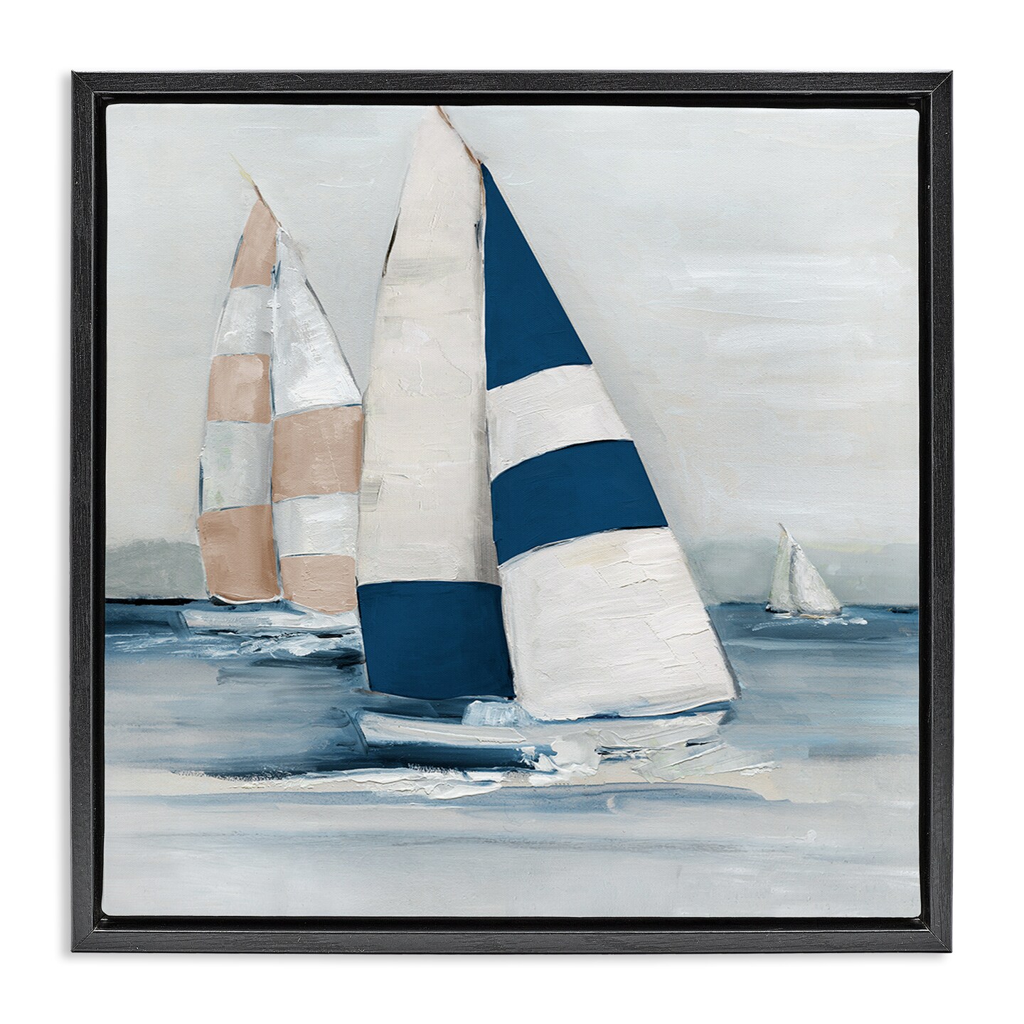 Stupell Industries Striped Sailboat Voyage Floating Frame Design by ...