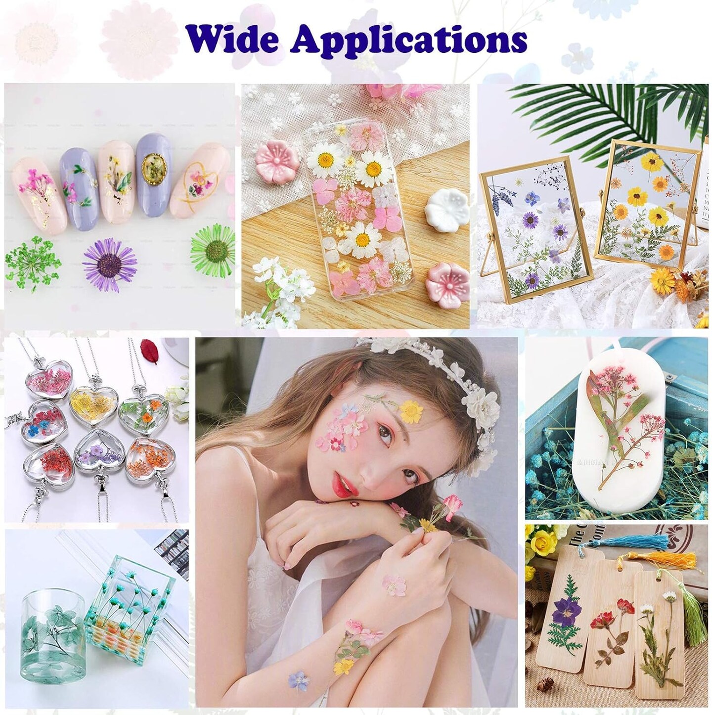 92 Pcs Purple Dried Pressed Flowers Real Natural Leave Petals for DIY Resin Candle Jewelry Nail Crafts