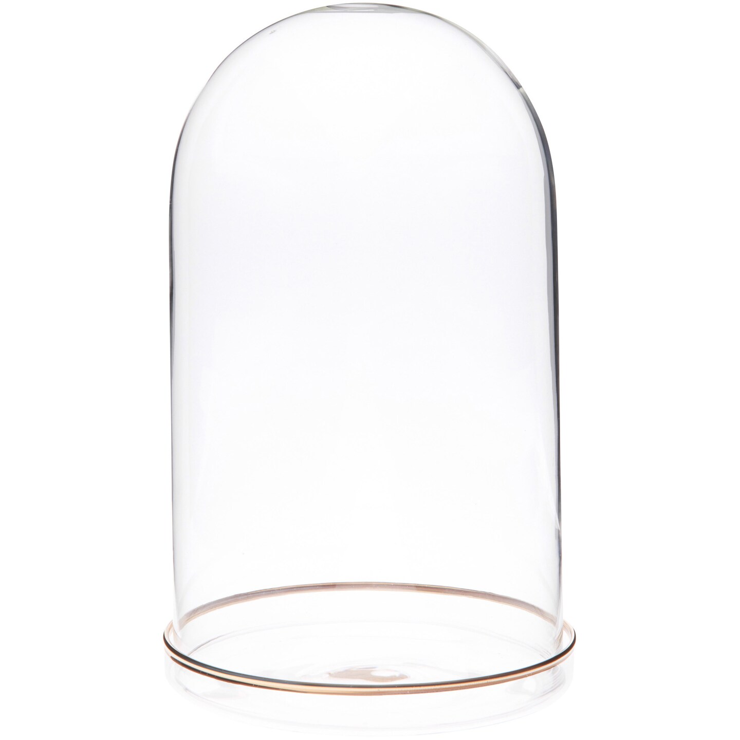 Plymor 4.5" x 8" Glass Display Dome Cloche (Gold Rim Glass Tray Base)