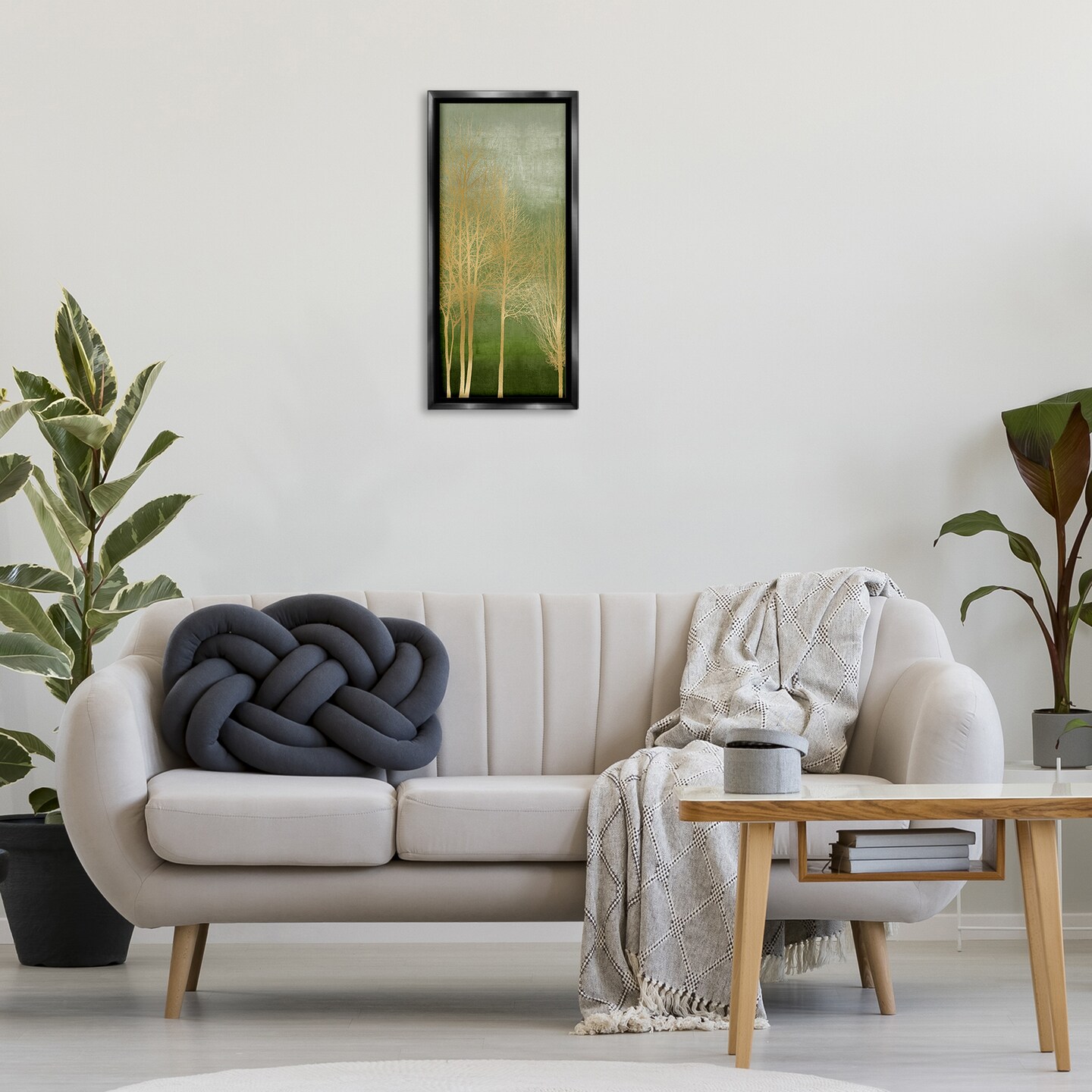 Stupell Industries Minimal Gold Branches Floating Frame Design by Kate Bennett