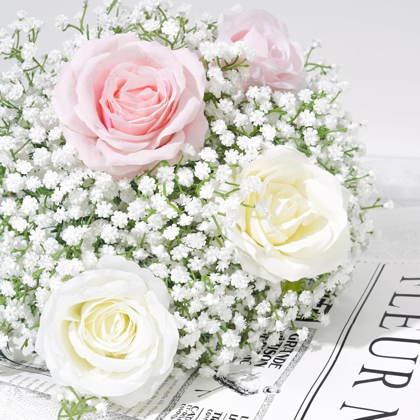 20 Pcs Babys Breath Artificial Flowers, Fake Babys Breath Flowers Artificial Bulk, Faux Gypsophila Babies Breath Real Touch Flowers for Wedding Bouquet Floral Arrangement Party Home Decor