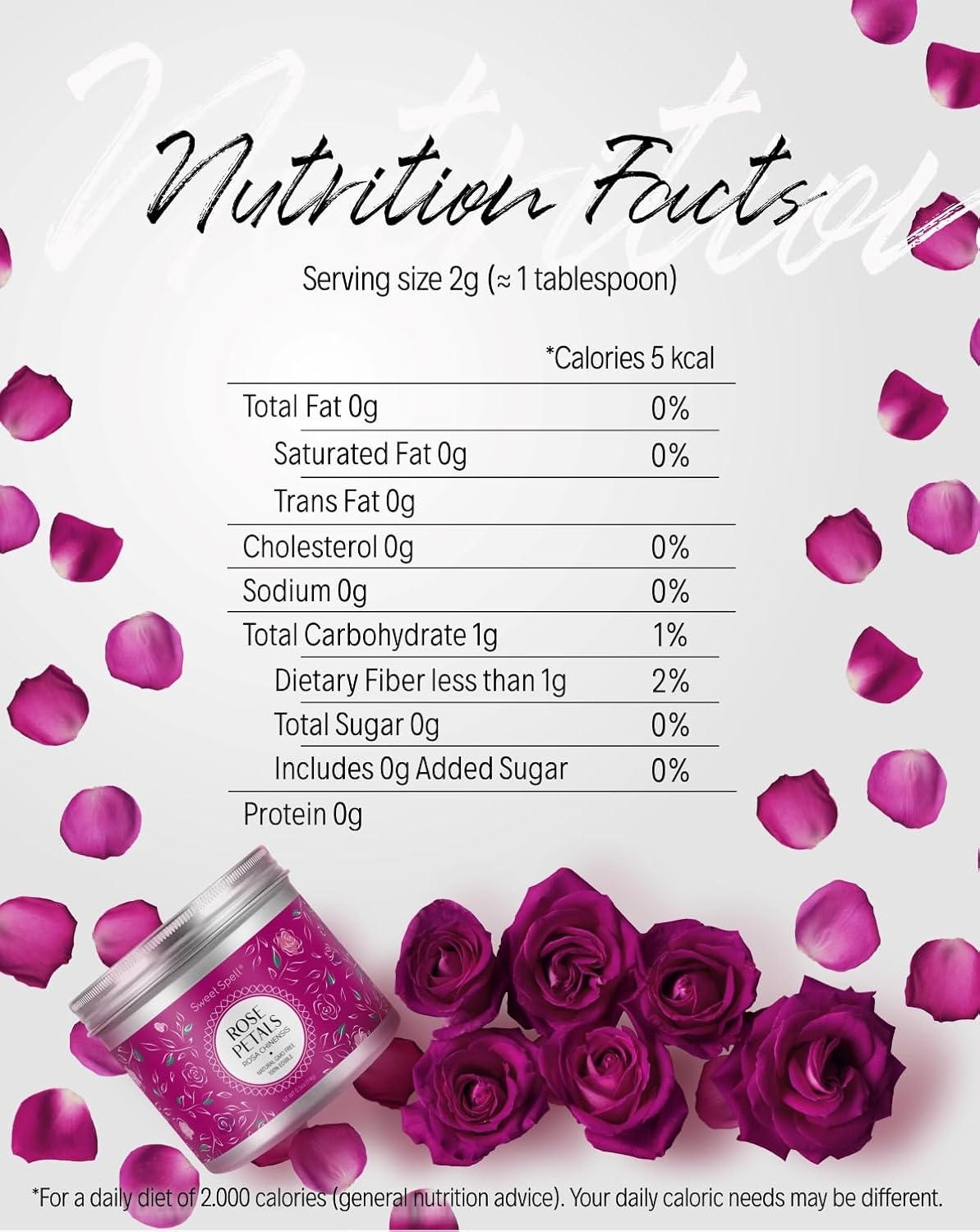 Sweet Spell Dried Rose Petals &#x2013; Edible Flowers for Drinks, Cocktails, and Cake Decorations &#x2013; Perfect for Tea, Soap, and Candle Making &#x2013; 14g