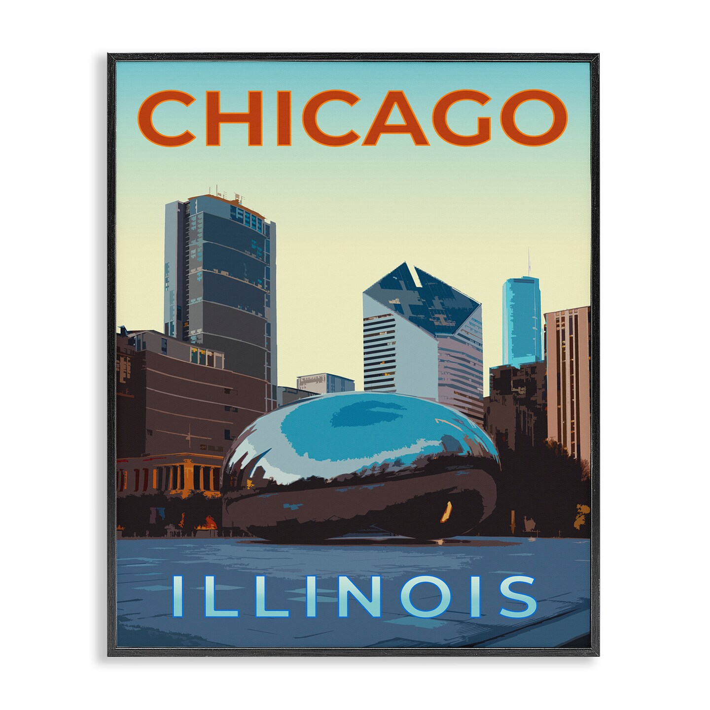 Stupell Industries Chicago Bean Landmark Framed Giclee Design by Victoria Barnes