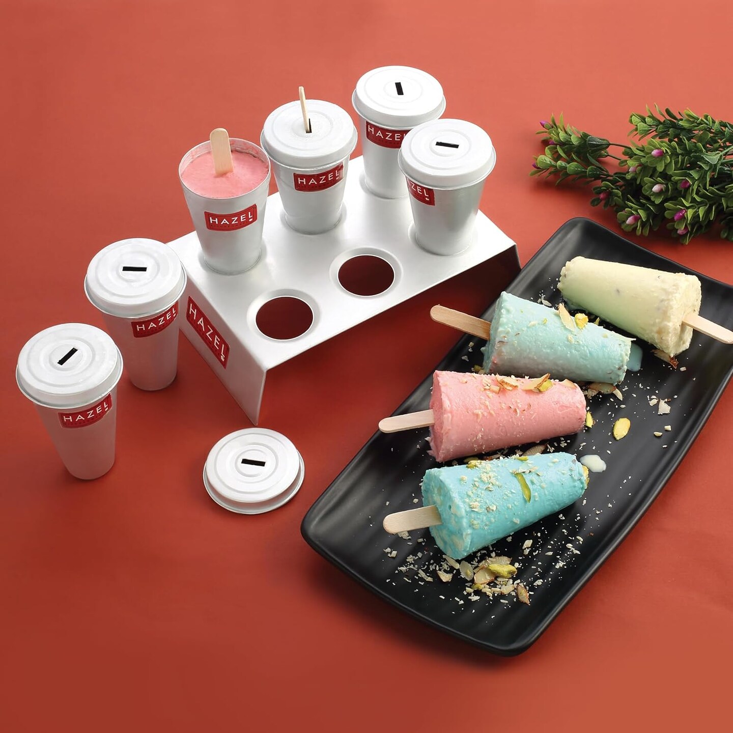 Aluminium Kulfi Mould Set of 6 & 12 Ice cream Sticks | Reusable Ice Cream & Popsicle Maker | DIY Kulfi Molds for Homemade Frozen Treats, Ice Pops & Desserts