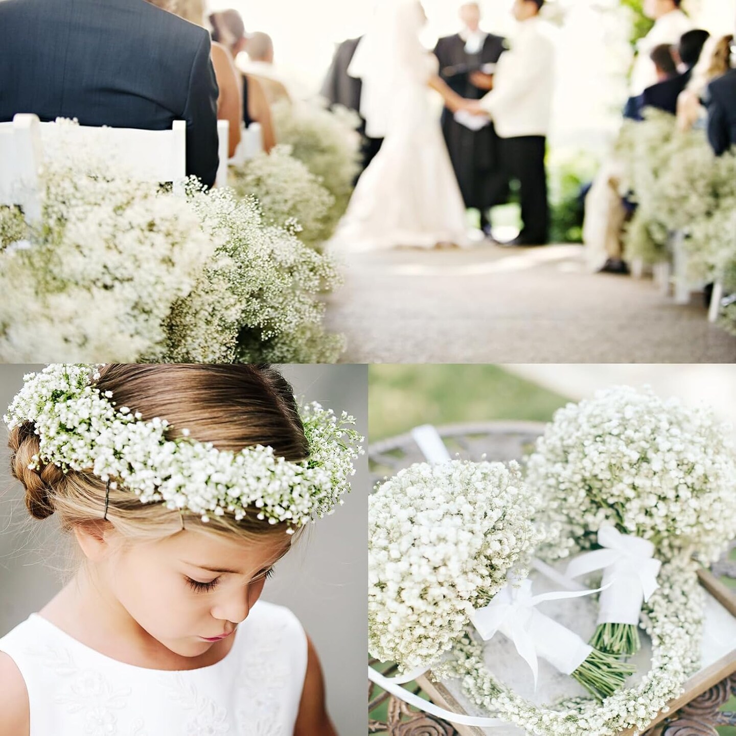 30 Pcs Babys Breath Artificial Flowers, Baby Breath Flowers Artificial Bulk, Real Touch White Fake Flowers, Faux Babies Breath Gypsophila for Wedding Home Decor Floral Arrangement