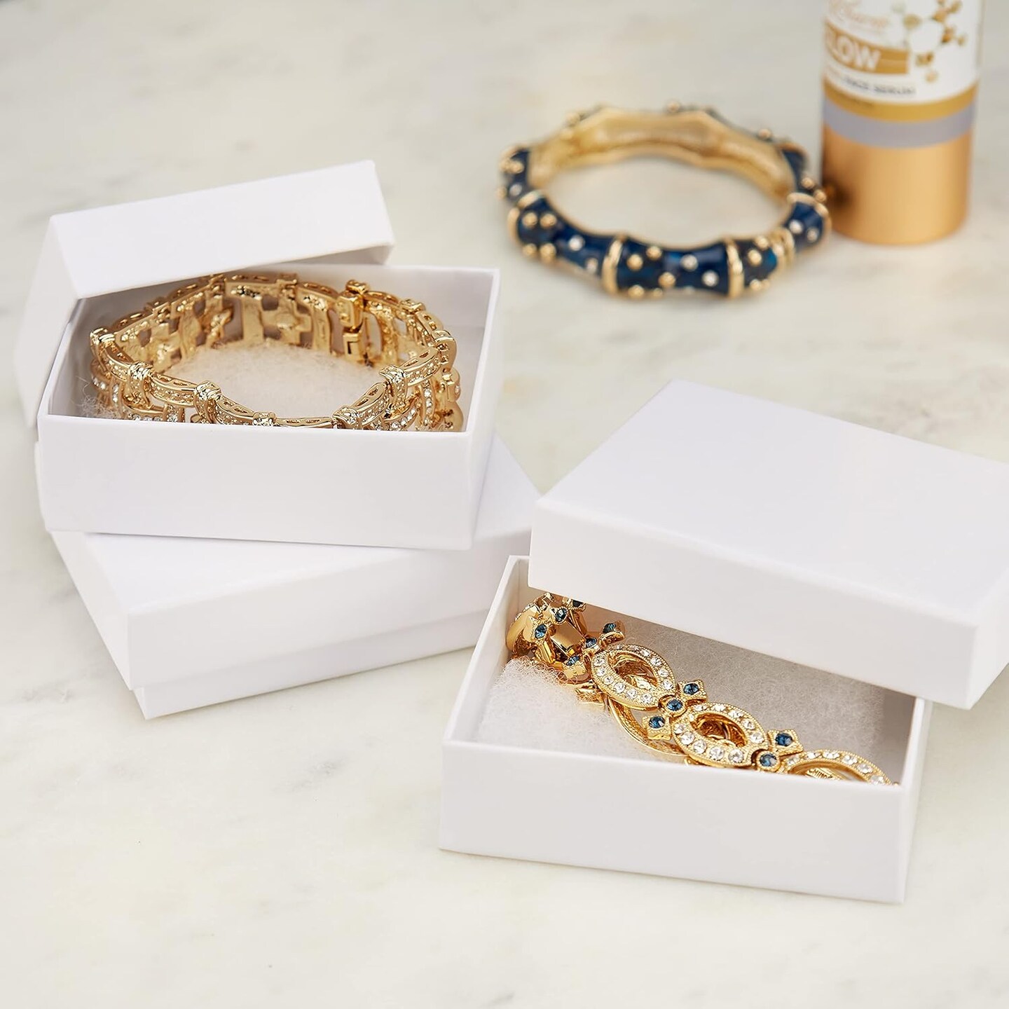 6-Pack Cotton Fill Cardboard Paper Jewelry Gift Box Case (White)