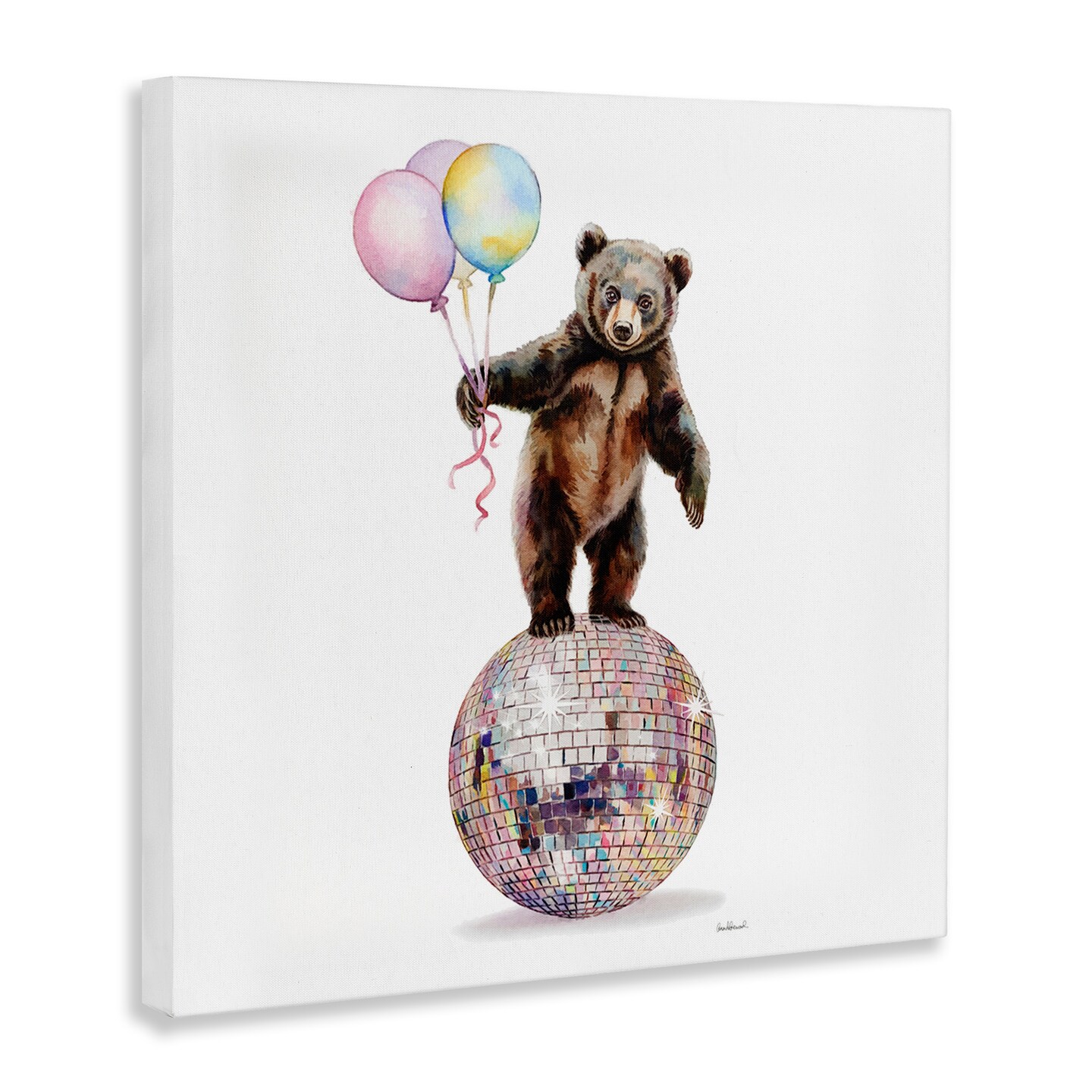 Stupell Industries Bear &#x26; Balloons Disco Canvas Design by Amanda Greenwood