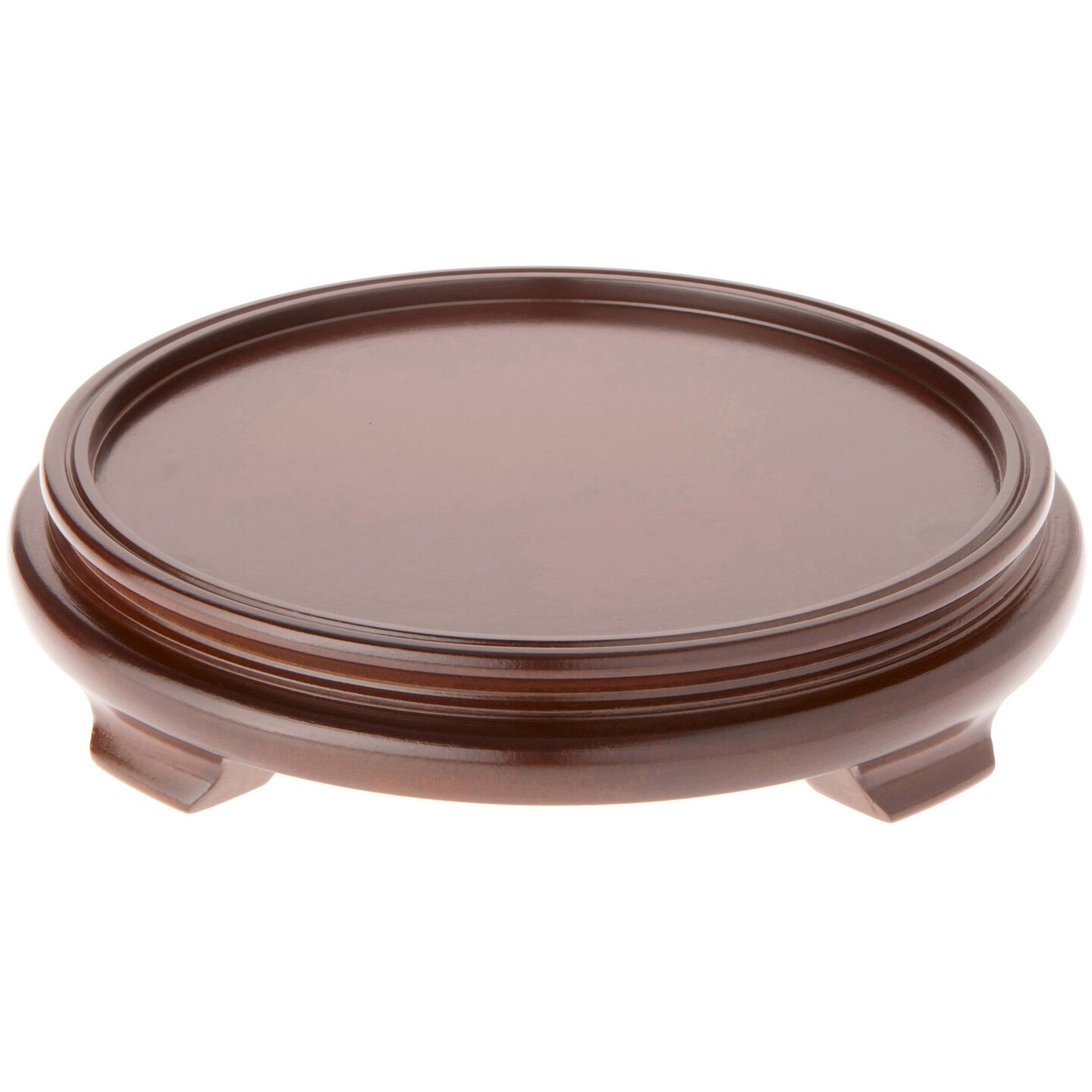 Plymor Walnut Round Wood Veneer Footed Display Base, 10.5" W x 10.5" D x 2" H (8.5" Display Diameter)